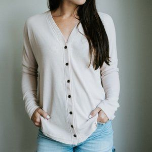 Waffle button up long sleeve